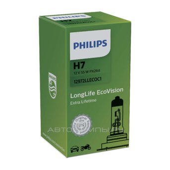 H7 12V- 55W (PX26d) (увелич. срок службы) LongLife EcoVision 12972LLECOC1